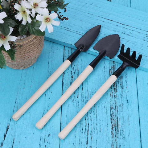 3PCS/Set Gardening Tool Mini Shovel Rake Garden Tool for Bonsai tools Flower Plants Maintenance Wooden Handle